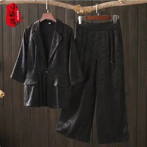 Elegant Black Satin Suit Set